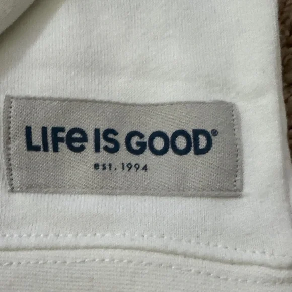 Life Is Good White Sweatshirt with Pink Flower - Picture 3 of 4